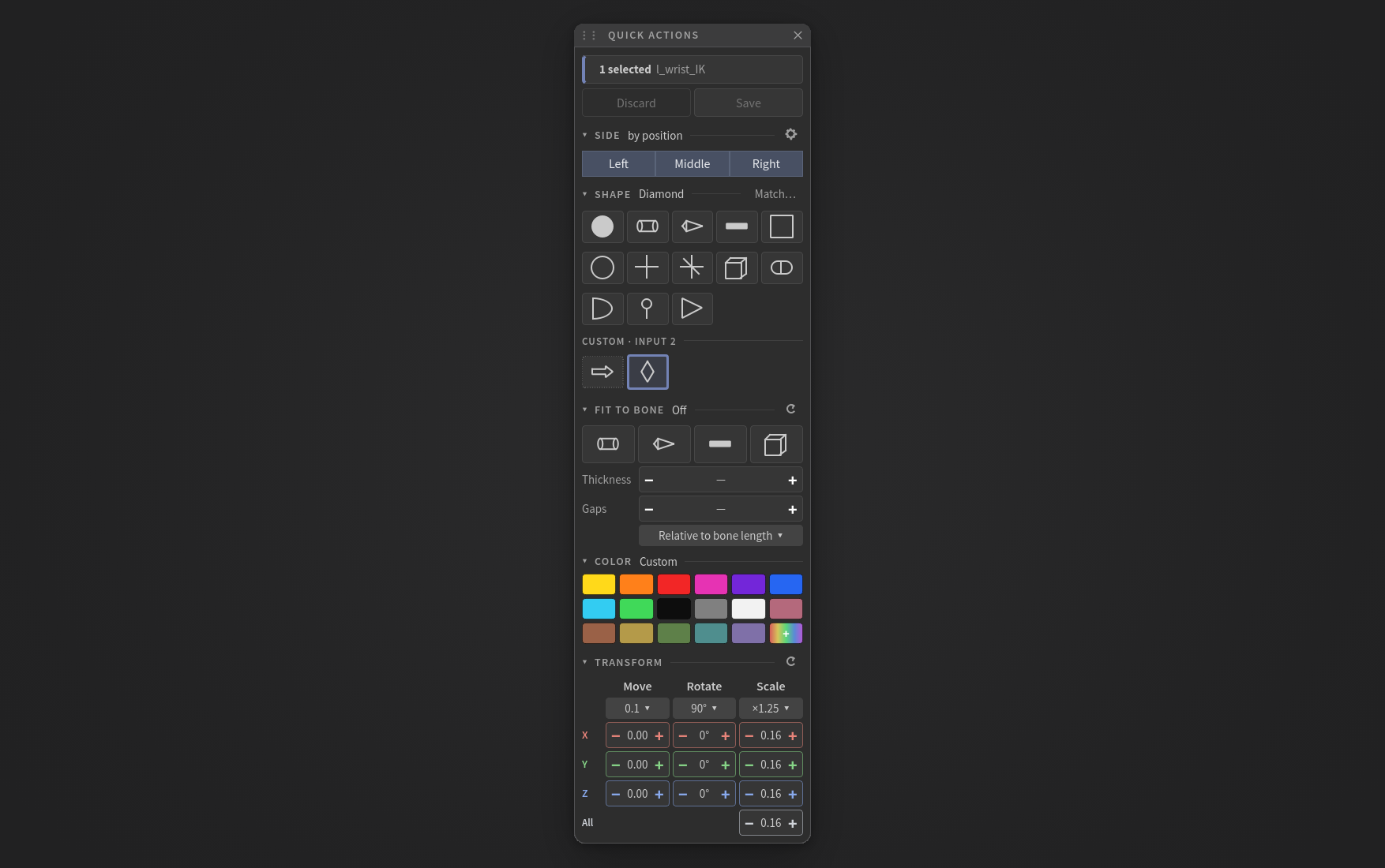 The strip on the new kit: a 200 px wide column with rounded corners, centred step values and custom shapes in their own row.