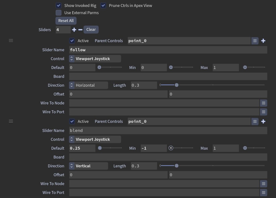 Four slider rows run together.