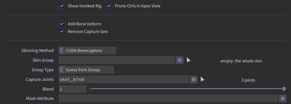 Skinning. Match counts next to Skin Group and Capture Joints; the GPU capture settings laid out like Joint Capture.
