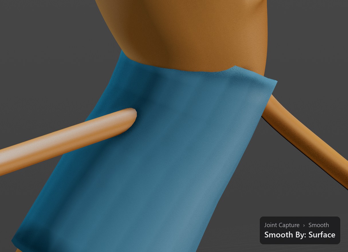 Smooth By: Surface. The vest smooths on its own; bent with the body, the neck breaks through its collar.
